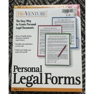 Proventure Personal Legal Forms CD Factory Sealed For Windows 95/98 Vintage